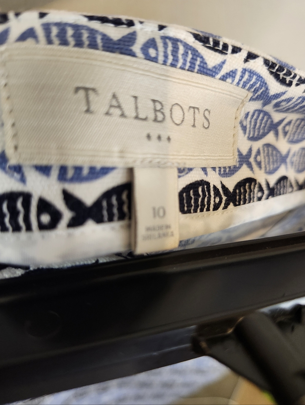 Talbots Blue Ombre Fish Print Cotton A-Line Skirt Size 10 Coastal Casual Design - Picture 5 of 6